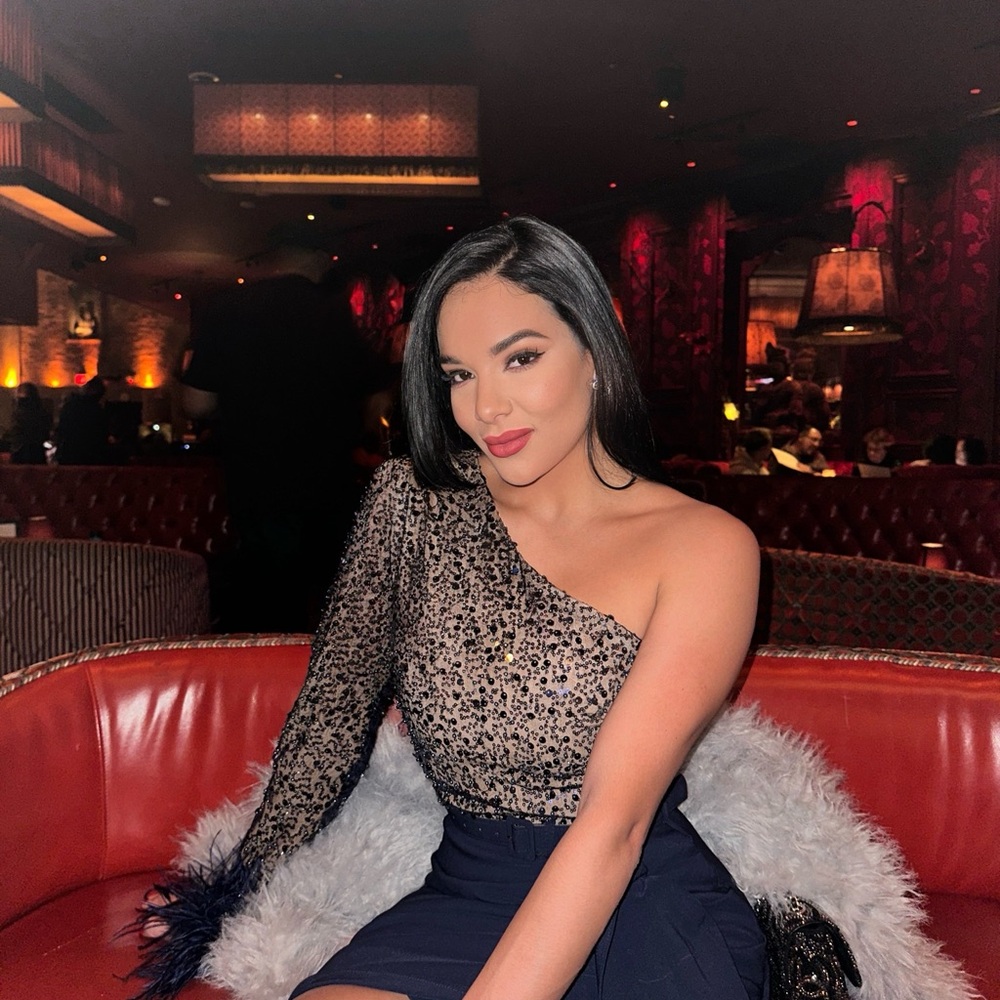 Lavish Alice One-Shoulder Sequin Midi Dress in dark blue